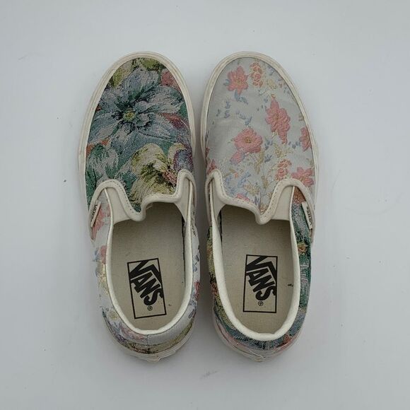Vans Women's Floral Canvas Slip-On Sneakers - Pink and blue floral mixed media - Picture 8 of 12